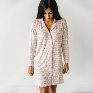 Little Sleepies Pastel Rainbows Womens Sleep Shirt size Medium. 1545